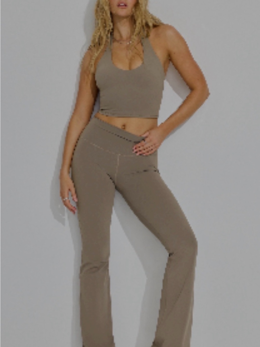 Garage Everyday High-Waist Flare Leggings - Taupe